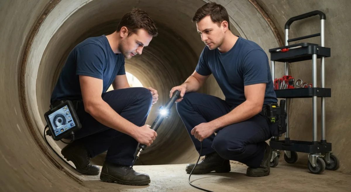 Sonde camera dans une canalisation pour diagnostic